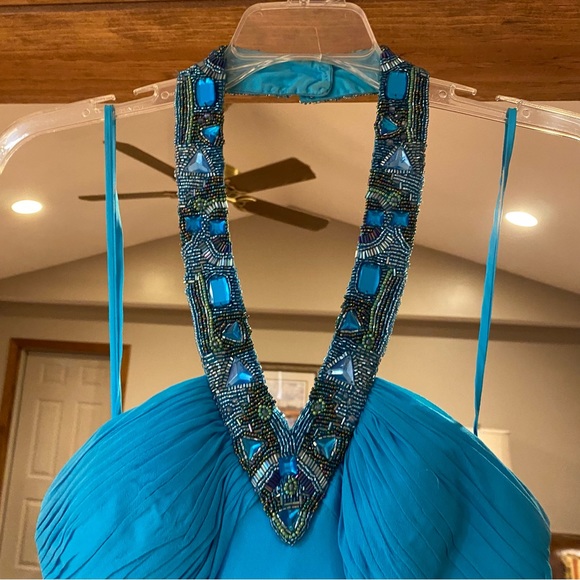 Turquoise blue cache full length gown size 8 - Picture 3 of 3